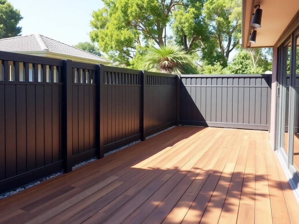 Freshly repainted timber fence and re-stained hardwood deck on a Manor Lakes family home.
